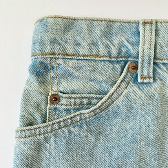 Levis Orange Tab Light Blue High Waisted Jean Shorts Fringe Distressed Boho - Picture 6 of 15
